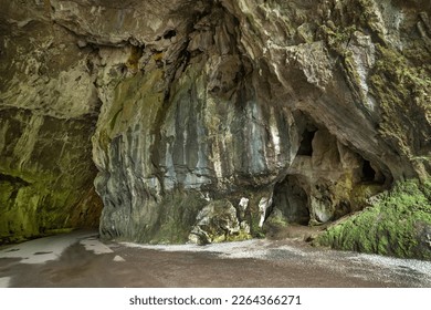 La Cuevona Road Natural Karst Cave  National Heritage Site  Spanish Cultural Property  Cultural Interest at Cuevas del Agua  Ribadesella  Asturias  Spain  Europe