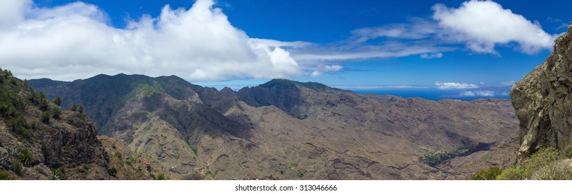 La Gomera, Canary Islands, view from Degollada de Peraza, extra large panorama
