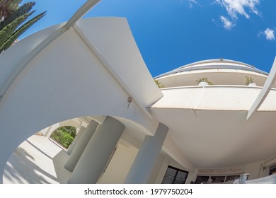 La Grande Motte, France, May 4th 2021 - Buildings Showing Off The Iconic Style Of Shape And Form Used Throughout La Grande Motte