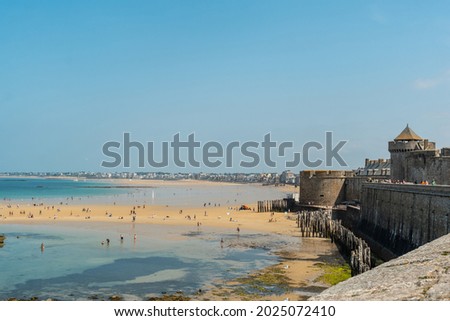 La Grande Plage du Sillon in the coastal town of Saint-Malo in French Brittany in the Ille-et-Vilaine department, France
