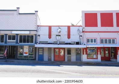 La Grange, Texas United States - September 5 2022: An Old Cafe Building In The Town Square