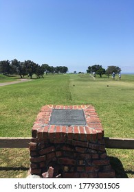 La Jolla, CA/USA-9/1/2018: 108th US Open Plaque From 2008 Tiger Woods Win Ocean Golf Course View