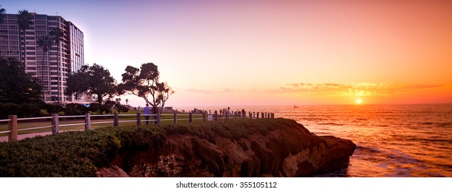 La Jolla sunset panorama.  San Diego California USA.