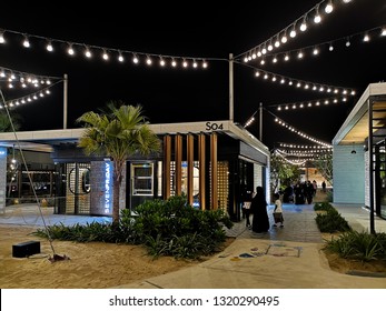 La Mer Beach Resort And Outdoor Shopping Are At Night, A New District With Shopping And Restaurants In Jumeirah, Dubai, UAE - Dubai, UAE - January 20, 2019