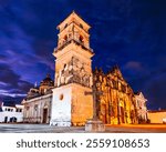 La Merced Church Illuminated at Night in Granada, Nicaragua, Central America