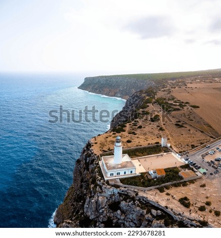 La Mola Lighthouse and the Mediterranean Sea in Formentera, Balearic Islands, Spain Foto stock © 
