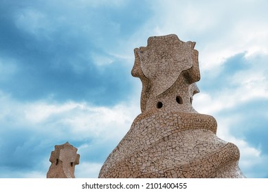 La Padrera, Casa Milà, Barcelona Spain Anthony Gaudi, Scenic Chimneys On The Famous Luxury House