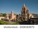 La parroquia, church notable for its fantastic neo-gothic exterior, san miguel de allende (san miguel), guanajuato state, mexico, north america