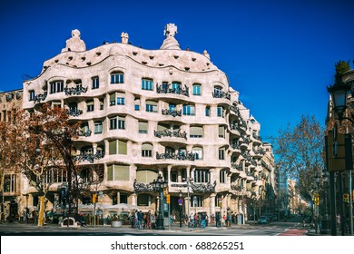 La Pedrera House Facade In Barcelona, Spain