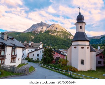 La Punt, Switzerland - September 29, 2021: La Punt is a municipality of the district of Maloja in the canton of Graubunden in Switzerland.