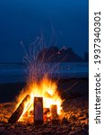 La Push Beach Bon Fire sparks at 1st beach clallam county quillayute reservation