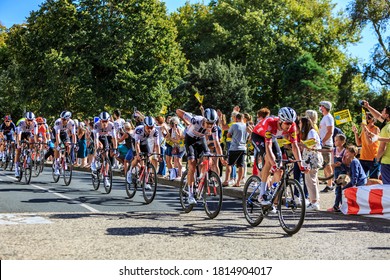 La Rochelle, France - September 08, 2020: Team Sunweb riding at the front of the peloton in La Rochelle during the stage 10 of Le Tour de France 2020.
