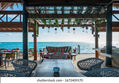 La Romana, Dominican Republic - January 28, 2019: A Bar And Restaurant On Bayahibe Beach