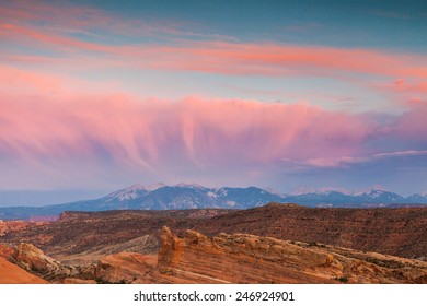 La Sal Mountains At Sunset