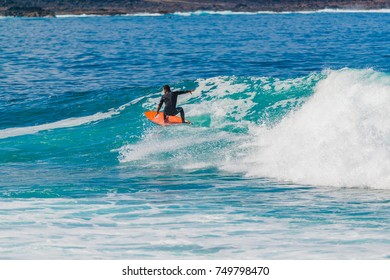 La Santa Is A Good Place For Bodyboarding And Surfing. Lanzarote. Canary Islands. Spain