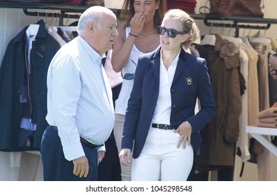 La Coruña, Spain. Amancio Ortega, Founder Of The Inditex Textile Group, With His Daughter Marta Ortega In La Coruña On  July 26 ,2014.