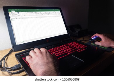 La Spezia -Italy - 10-18-2018:  Microsoft Excel On A Laptop Computer