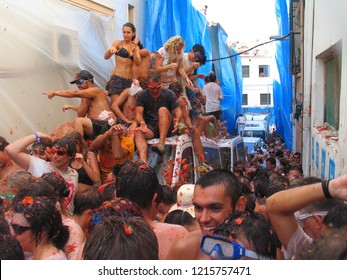 La Tomatina Of Bunyol, Valencia, Spain. August 2017