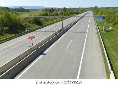 Laakirchen, Austria - 04 25 2020 - Corona Crisis - Almost Empty Highway A1 Near Laakirchen (Gmunden District, Upper Austria, Austria)