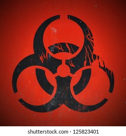 Lab Bio Hazard Warning Symbol in Black with Red Background