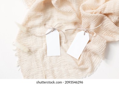 Label Card Mockup On Beige Background 