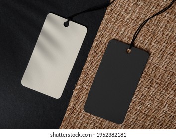 Label Tag Mockup Template On Black Background