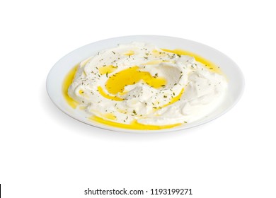 Labneh Cheese Isolated On White With Path