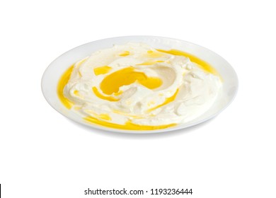 Labneh Cheese Isolated On White With Path 