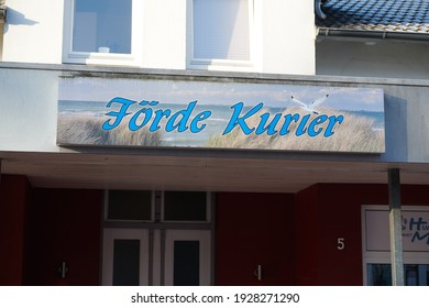 Laboe, Germany - March 03 2021: Door Sign Of The Editorial Staff Förde Kurier In Laboe, Germany