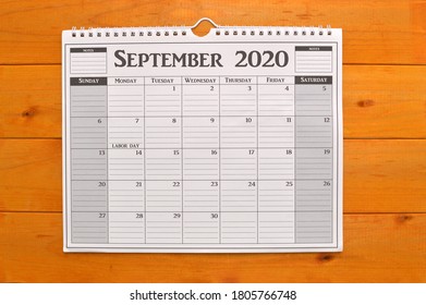 Labor Day September 2020 Calendar On Wood Background