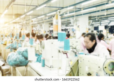 Labor Force Work In The Garment Factory,Blurred 