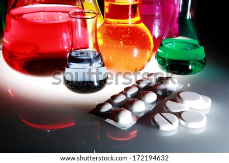 Labor scene with testtubes and beaker