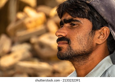 A Labor Working At Construction Site In Extreme Heat