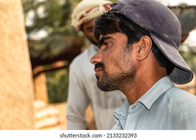 A Labor Working At Construction Site In Extreme Heat