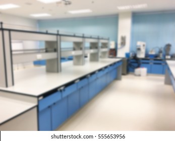 Laboratory Chemical In Science Classroom Of School Or University Collage Blur Image Use For Background.