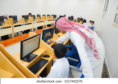A Laboratory For Computer Education, A Computer Lab Teacher Teach Students How To Handle Computers Sharurah, Saudi Arabia, In Feb 18, 2018 At 9:02 AM 
