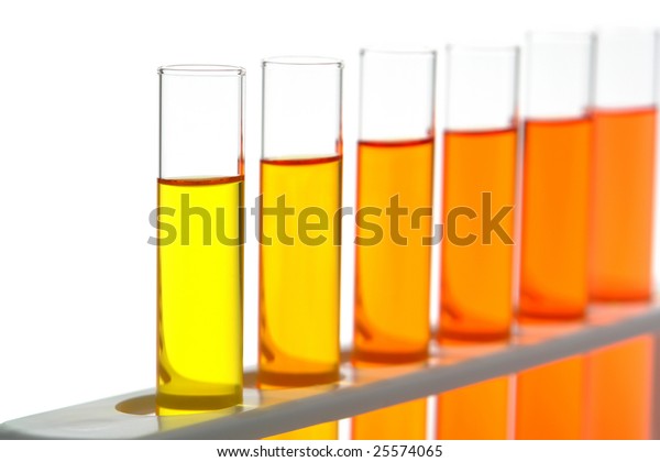 Laboratory Glass Test Tubes Filled Yellow Stock Photo 25574065 ...