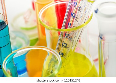 Laboratory Glassware Close Up On White Background