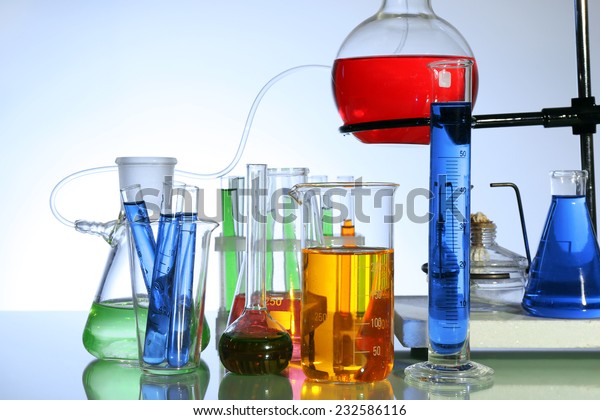 Laboratory Glassware On Light Background Stock Photo 232586116 ...