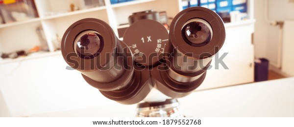 Laboratory Microscope Blurred Background Stock Photo (Edit Now) 1879552768