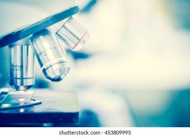 Laboratory Microscope. Scientific Research Background.