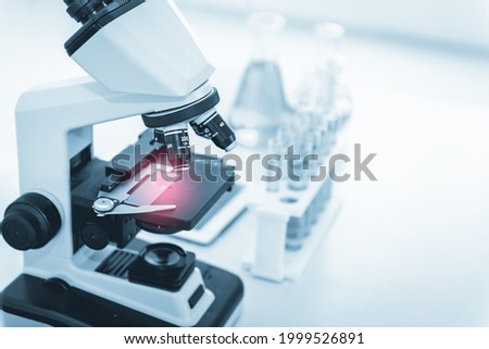 Laboratory Research and Biotechnology Science Concept, Chemical Lab Equipment Tool for Experimental Medical Biology. Biology Education and Technology Development Lab Testing for Medicine Scientist