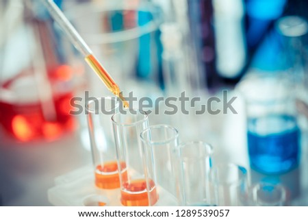 laboratory research and development concept with lab glassware