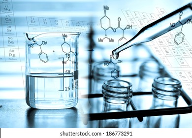 Laboratory Research, Dropping Chemical Liquid To Test Tube With Beaker