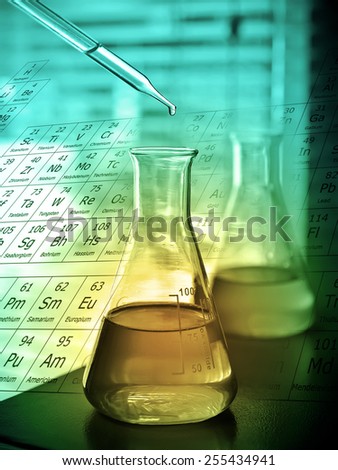 Laboratory research, dropping liquid to test tube 