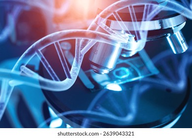 Laboratory research, scientist microscope checking gene