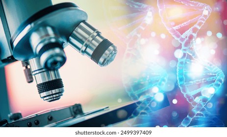 Laboratory research, scientist using microscope to checking gene or DNA for develop vaccine or pharmaceutical product	 - Powered by Shutterstock - Get 15% off with code: PIKWIZARD15