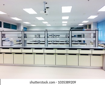 Laboratory Room With Clean Bench For Doing The Experiment At Chemistry Science And Technology.