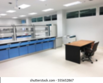 Laboratory In Science Classroom Interior Blur Image Use For Background.