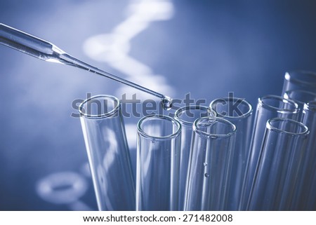Laboratory test tubes closeup.